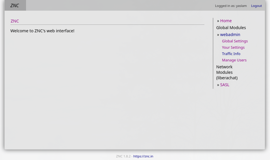 ZNC WebUI